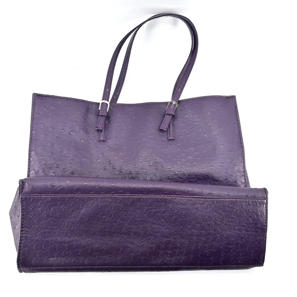 Braciano Purple Ostrich Embossed Faux Leather Large Tote Shoulder Bag Handbag - Picture 3 of 9